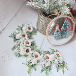 Christmas Floral Clips - White