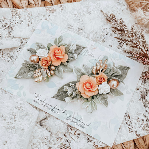 Eva Floral Clips - Rusty Orange