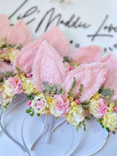 Rustic Pink and Yellow Easter Bunny