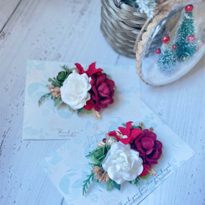 Merry Floral Clips - Red