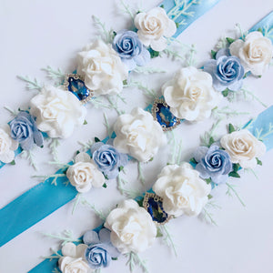 Ballet Bun Wrap  - White and Blue