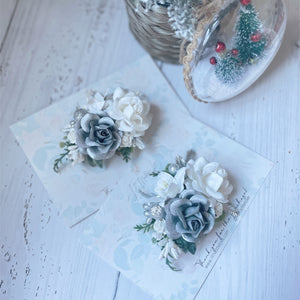 Merry Floral Clips - White