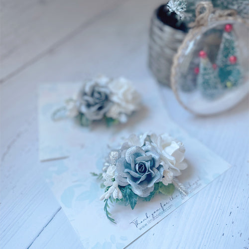 Merry Floral Clips - White