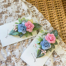 Load image into Gallery viewer, Baby Blue Floral Clips