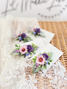 Eva Floral Clip/Pigtails - Daisy Purple