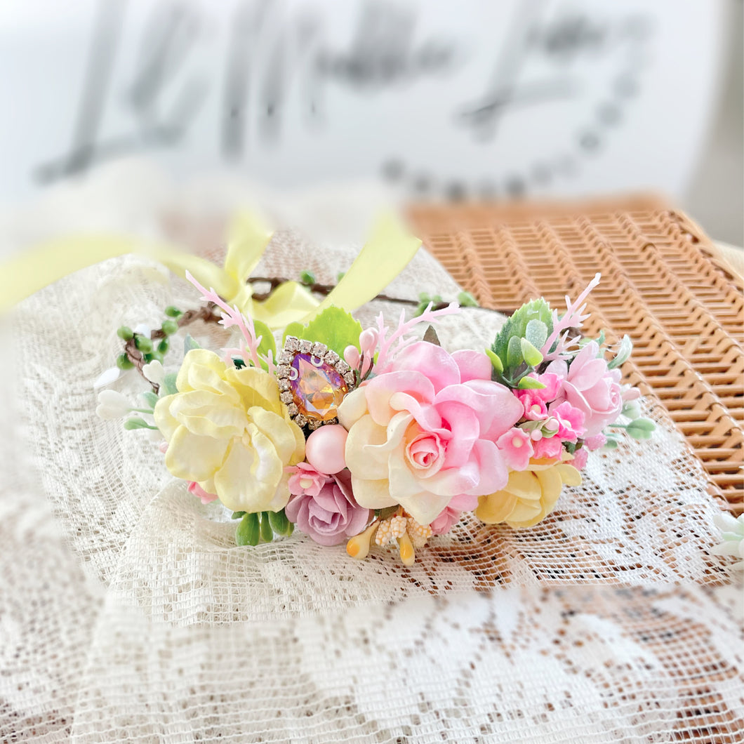 Yellow and Pink Dreamy Flower Crown